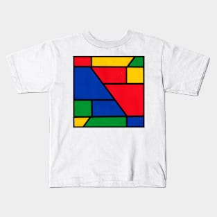Red Yellow Green Blue Geometric Abstract Acrylic Painting Kids T-Shirt